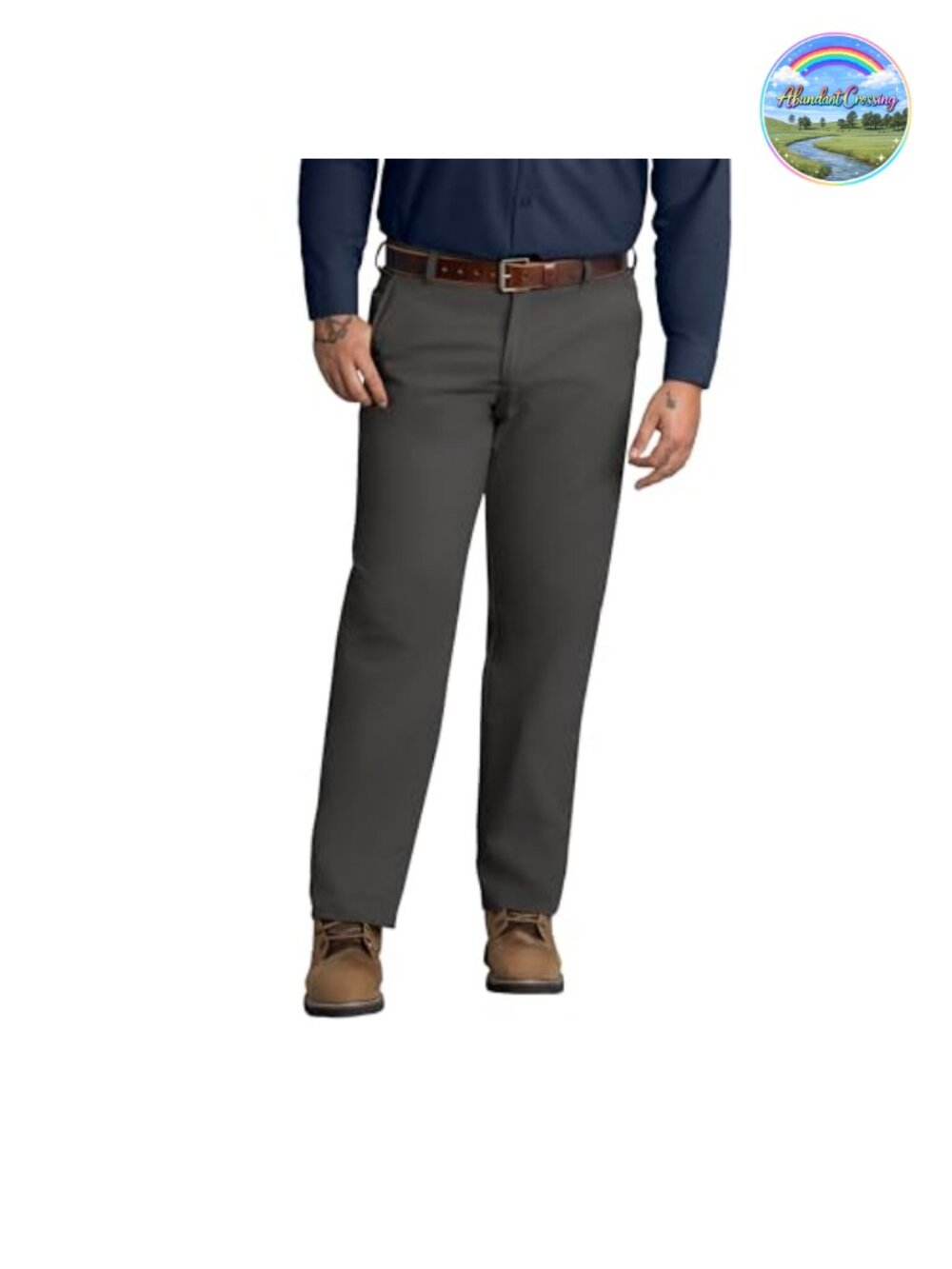 Men's Stain Resistant Flat Front Work Pants Polyester Cotton Regular Fit